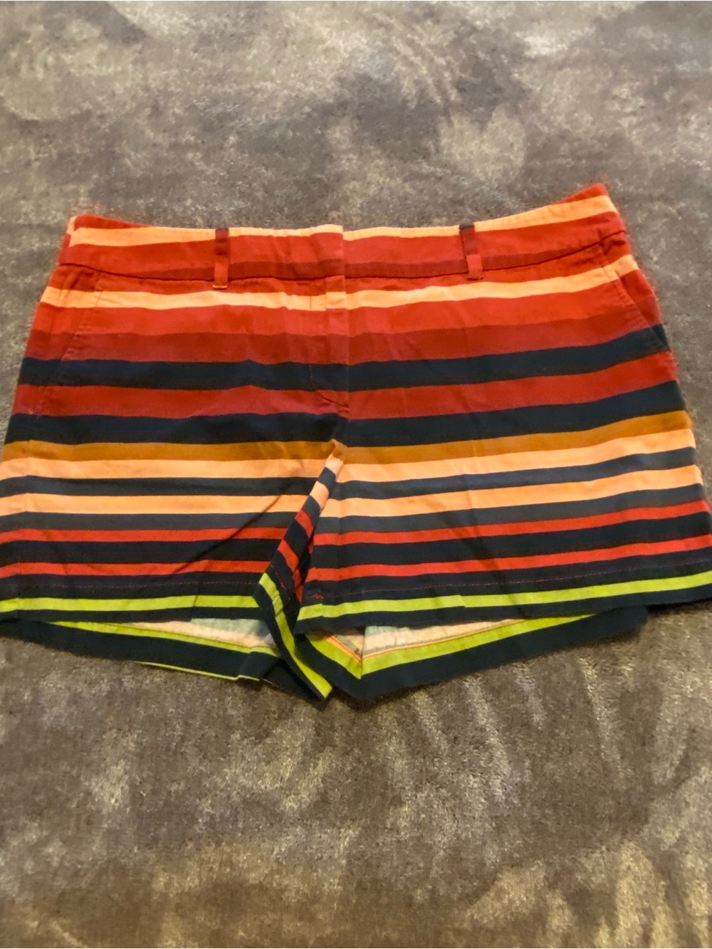 LOFT Red Navy Orange Striped Cotton Shorts